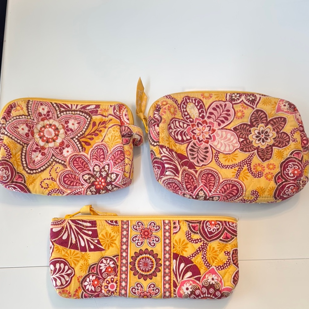 Vera Bradley 3pc cosmetic bag set